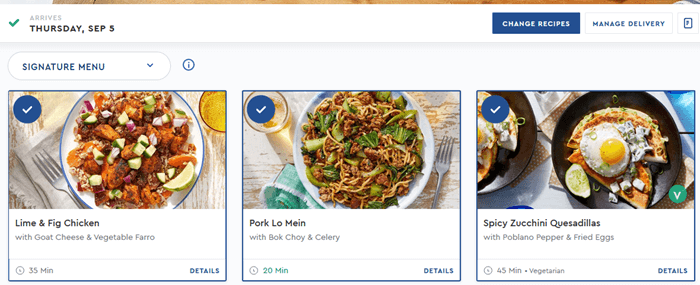 Blue Apron meals