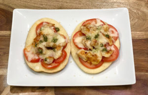 Single serving of Chicken Pesto Pizza