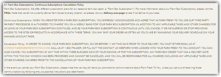 Farm Fresh To You Terms of Use
